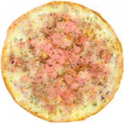 Salgadas: Americana - Pizza Grande (Ingredientes: Azeitona, Mussarela, Orégano, Presunto, Tomate)