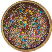 Doces: Confete - Pizza Grande (Ingredientes: Chocolate Preto, Confete, Leite Condensado, Mussarela)