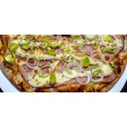 Salgadas: Filé Com Catupiry e Alho Poró - Pizza Grande (Ingredientes: Alho Poró, Azeitonas, Catupiry, Filé Acebolado, Mussarela, Orégano)