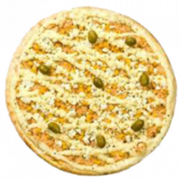 Salgadas: Filé de Frango - Pizza Grande (Ingredientes: Azeitonas, Catupiry, Filé de Frango, Milho, Mussarela, Orégano)