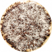 Doces: Prestígio - Pizza Grande (Ingredientes: Chocolate Preto, Coco Ralado, Leite Condensado, Mussarela)