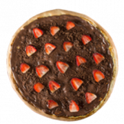 Doces: Morango Com Chocolate - Pizza Grande (Ingredientes: Chocolate Preto, Morango, Mussarela)