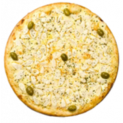 Salgadas: Palmito - Pizza Grande (Ingredientes: Azeitona, Catupiry, Cebola, Mussarela, Orégano, Palmito, Tomate)