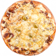 Salgadas: Pizzaiolo - Pizza Grande (Ingredientes: Azeitona, Catupiry, Cebola, Filé Mignon, Mussarela, Orégano, Tomate)
