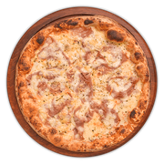 Tradicionais: 13.Bacon - Pizza Grande (Ingredientes: Bacon, Cebola, Molho de Tomate Italiano, Mussarela)