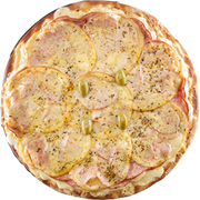 Tradicionais: 21.Lombo - Pizza Grande (Ingredientes: Cebola, Lombinho, Molho de Tomate Italiano, Mussarela)