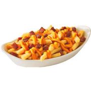 Porções: Porção Batata c/ Bacon e Cheddar 600g - Porçaõ500g (Ingredientes: acompanha molho de alho, Bacon, batatas fritas, cheddar)