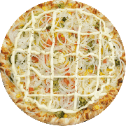 Salgadas: Vegetariana - Pizza G (Ingredientes: Brócolis, Catupiry, Cebola, Milho, Molho de Tomate, Mussarela, Orégano, Palmito, Tomate Picado)