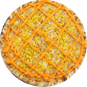 Salgadas: Caipira - Pizza G (Ingredientes: Cheddar, Frango, Milho, Molho de Tomate, Mussarela, Orégano)