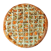 Salgadas: Harumaki Com Cream Cheese - Pizza Média (Ingredientes: Alho Poró, Camarão, Cream Cheese, Mussarela)