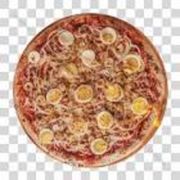 Salgadas: Portuguesa Italiana - Pizza Média (Ingredientes: Azeite, Azeitonas Verdes, Bacalhau, Calabresa, Cebola, Orégano, Ovos, Pimentão, Presunto)