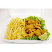 Porções: ISCA DE PEIXE COM FRITAS - Porção (Ingredientes: isca de peixe filé de pescada)