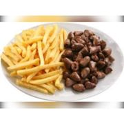 Porções: CORAÇAO COM FRITAS COM FAROFA DA CASA - Porção (Ingredientes: 150g coração.)