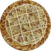 Salgadas: Moda da Décima - Pizza G (Ingredientes: Calabresa, Catupiry, Cebola, Champignon, Molho de Tomate, Mussarela, Orégano, Ovos, Parmesão, Presunto)