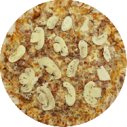 Salgadas: Siciliana - Pizza G (Ingredientes: Bacon, Champignon, Molho de Tomate, Mussarela, Orégano)