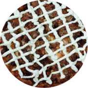 Tradicionais: Alcatra Creme de Alho - Pizza Grande (Ingredientes: Alcatra, Creme de Alho, Molho de Tomate, Mussarela, Orégano)