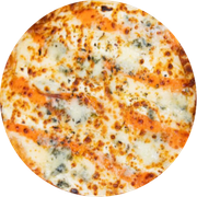 Tradicionais: Sete Queijos - Pizza Grande (Ingredientes: Catupiry, Cheddar, Cream Cheese, Gorgonzola, Molho de Tomate Especial, Mussarela, Orégano, Parmesão, Provolone)