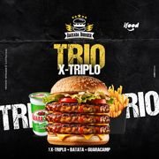 DESTAQUE DA SEMANA: TRIO X-TRIPLO - DESTAQUE DA SEMANA (Ingredientes: Pão, 3 Carnes, 3 Queijos, Alface, Maionese)