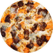 Especiais com acréscimo: Mignon 5 Formaggio - Pizza Grande (Ingredientes: Cheddar, Cream Cheese, Filé Mignon, Gorgonzola, Molho de Tomate, Mussarela, Orégano, Parmesão)