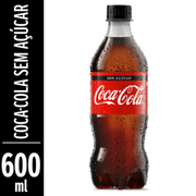 Refrigerantes: Coca cola 600ml ZERO - coca 600 sem açúcar