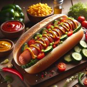 CACHORRO QUENTE: HOT DOG ESPECIAL - Lanches (Ingredientes: 2 SALSICHA, BACON, BATATA PALHA, KETCHUP, MAIONESE, MILHO, MOLHO ESPECIAL, MOSTARDA, MUSSARELA, SALADA)