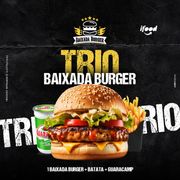 Trio Promocional: TRIO BAIXADA BURGER - TRIOS PROMOCIONAIS (Ingredientes: Pão, Carne de Picanha, Queijo, Ovo, Alface, Molho)
