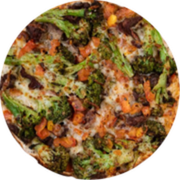Tradicionais: BRÓCOLIS COM BACON - Pizza INDIVIDUAL 20 Cm /2 Fatias (Ingredientes: Bacon, Molho, Mussarela, Orégano)