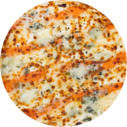 PIZZAS ESPECIAIS: 42-Seis Queijos - Pizza INDIVIDUAL 20 Cm /2 Fatias (Ingredientes: Catupiry, Cheddar, Gorgonzola, Mussarela, Parmesão, Provolone)