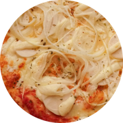 Pizzas: 07 - Palmitíca (palmito, catupiry, cebola) - Pizza Grande (Ingredientes: Catupiry, Cebola, Molho de Tomate, Muçarela, Orégano, Palmito)