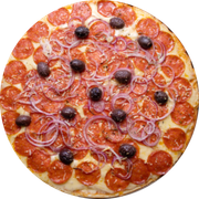 Brood: Pepperoni Especial - Pizza Assada | Grande (Ingredientes: Molho de Tomate, Muçarela, Pepperoni, Cebola Crua, Parmesão Ralado, Azeitonas, Orégano)
