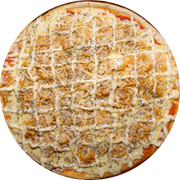 Brood: Frango, Bacon, Cream Cheese e Parmesão - Pizza Assada | Grande (Ingredientes: Molho de Tomate, Muçarela, Frango Desfiado, Bacon, Cream Cheese, Parmesão Ralado, Orégano)