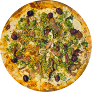 Clássicas: Brócolis - Pizza Grande (Ingredientes: Alho Frito, Bacon, Brócolis, Mussarela, Palmito)