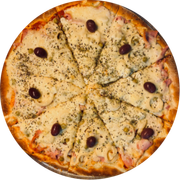 Clássicas: Moda da Casa - Pizza Grande (Ingredientes: Ervilha, Mussarela, Ovo, Palmito, Presunto)