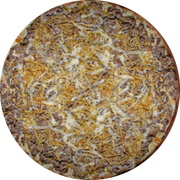 Brood: Strogonoff - Pizza Assada | Grande (Ingredientes: Molho de Tomate, Muçarela, Estrogonofe de Carne, Batata Palha, Orégano)
