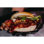 Lanches: Descolado Blend - Lanche (Ingredientes: 2 Hambúrguer 140g, Bacon Fatiado, Cebola Caramelizada, Cheddar, Maionese da Casa, Molho Barbecue, Pão de Hamburguer, Queijo Prato, Rúcula)