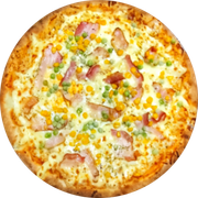 Premium: Mineirinha - Pizza Grande (Ingredientes: bacon, Catupiry(original Tirolez), Ervilha, Frango Desfiado, Milho Verde, Molho de Tomate, Mussarela, Orégano, Ovos)