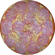 Brood: Canadense com Cebolas - Pizza Assada | Grande (Ingredientes: Molho de Tomate, Muçarela, Embutido Tipo Lombo Canadense, Cebola Crua, Azeitonas, Orégano)