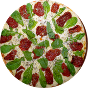 Brood: Rúcula e Tomate Seco - Pizza Assada | Grande (Ingredientes: Molho de Tomate, Muçarela, Tomate Seco, Rúcula, Orégano)