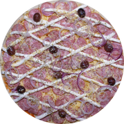 Brood: Calabresa Cream Cheese - Pizza Pré-Assada | Grande (Ingredientes: Molho de Tomate, Muçarela, Calabresa Fatiada, Cream Cheese, Cebola Roxa, Azeitona Preta, Orégano)