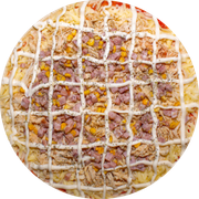 brood: Frango, bacon com milho e requeijão - Pizza Pré-Assada | Grande (Ingredientes: Frango, Bacon, Requeijão Catupiry, Milho, Orégano)