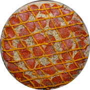 Brood: Pepperoni com Cheddar - Pizza Pré-Assada | Grande (Ingredientes: Molho de Tomate, Muçarela, Pepperoni, Cheddar Catupiry, Orégano)