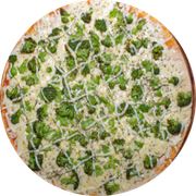 Salgadas: Brócolis Especial - Pizza Pré-Assada | Grande (Ingredientes: Molho de Tomate, Alho Crocante, Brócolis, Bacon, Catupiry, Orégano)