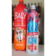 GIN E ESPECIARIAS: Gin Strawberry 900ml + Baly Morango e Pêssego 2L - Combo - gelado