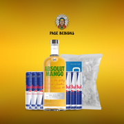 Kits Com Redbull: Absolut Manga + Redbull (06unid) + Gelo 3Kg - Escrever o sabor do energetico na observação