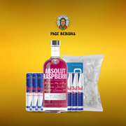 Kits Com Redbull: Absolut Raspbery + Redbull (06unid) + Gelo 3Kg - Escreber o sabor do energetico na observação