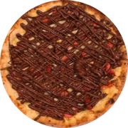 Doces: Chocolate com Morango - Pizza Grande (Ingredientes: Creme de Leite, Mussarela, Chocolate ao Leite, Morango)