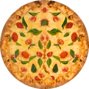 Tradicionais: Margherita - Pizza Grande (Ingredientes: Molho de Tomate, Mussarela, Parmesão, Tomate, Azeitona, Manjericão, Orégano)