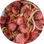 Média: Calabresa M 200g - Porção (Ingredientes: Calabresa, Cebola, Alface e Tomate, Pão Torrado, Maionese Caseira)