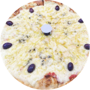 Tradicionais: 3 Queijos - Pizza Grande (Ingredientes: Azeitonas, Cobertura Catupiry, Mussarela, Orégano, Provolone)
