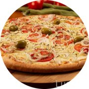 PRESUNTO: 17 - Tradicional - Pizza Grande (Ingredientes: Azeitonas, Cebola, Molho, Mussarela, Orégano, Presunto, Tomate)